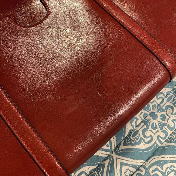 Kattee Burgundy Maroon Leather Satchel Shoulder Tote Bag - Picture 5 of 9